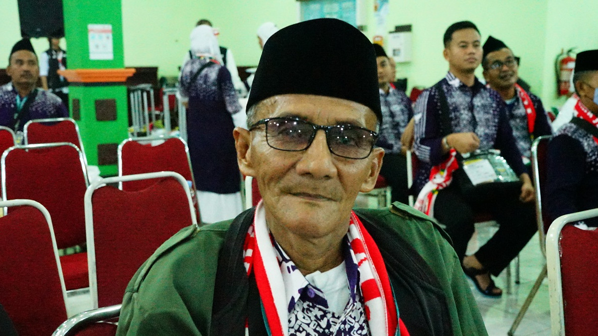 Rohmat (63), jemaah haji asal Kab.Grobogan bersyukur impiannya untuk haji tahun ini terpenuhi.