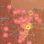 Peta kualitas udara Jakarta Skala Indeks Kualitas Udara (US AQI) di Jakarta, Selasa (18/6/2024). (FOTO: IQ AIR).