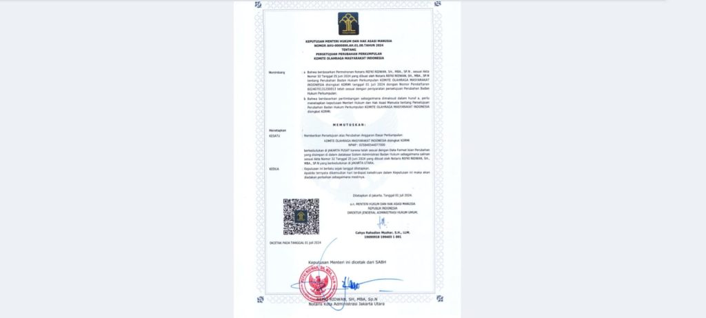Kemenkumham Setujui Perubahan Nama KORMI