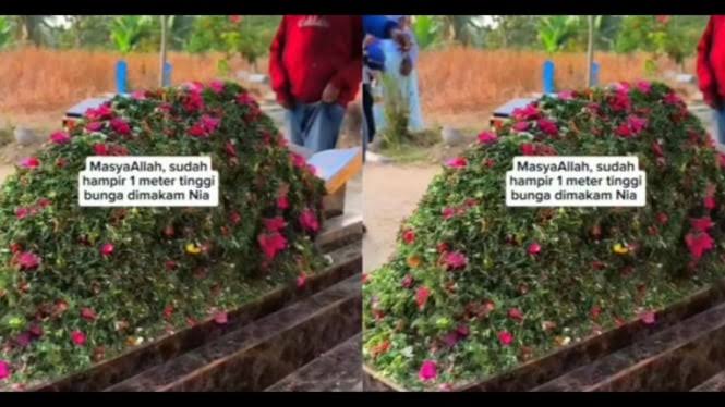 Makam Nia, Gadis Penjual Gorengan Terus Didatangi Peziarah, Tumpukan Bunga 1 Meter Viral