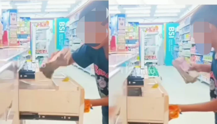 Detik-detik Bocah Terekam Mencuri Segepok Uang di Kasir Minimarket