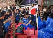 Viral, Supporter Jepang Bersihkan Sampah, Netizen: Kita Kalah di Lapangan dan Tribun