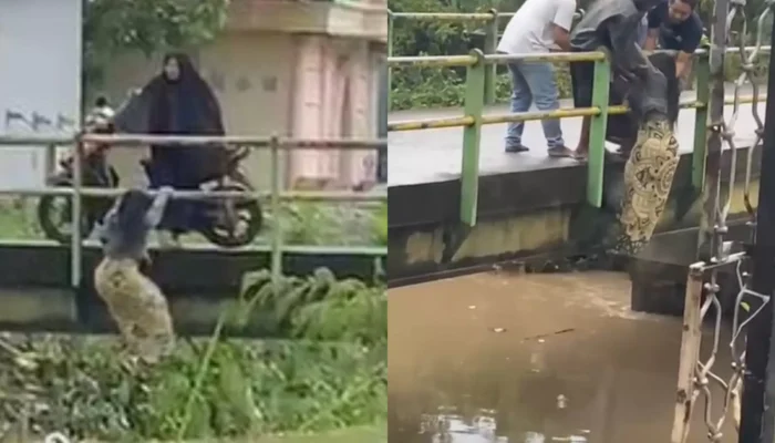 Viral, Seorang Wanita Hendak Bunuh Diri Melompat ke Sungai, Beruntung Berhasil Diselamatkan
