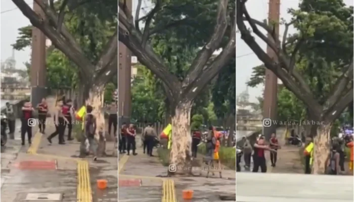 Viral, Gerombolan Polisi Lari Dikejar Pemuda Pegang Golok