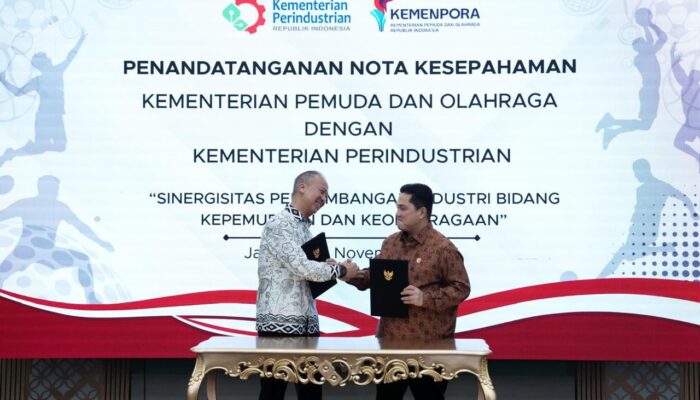 MoU dengan Menperin, Menpora Erick Siap Dorong Kebijakan Izin Edar untuk Dukung Pengembangan Ekosistem Industri Olahraga